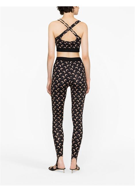 moon printed jersey leggins woman black and tan MARINE SERRE | WPA111ACJER0001IT99